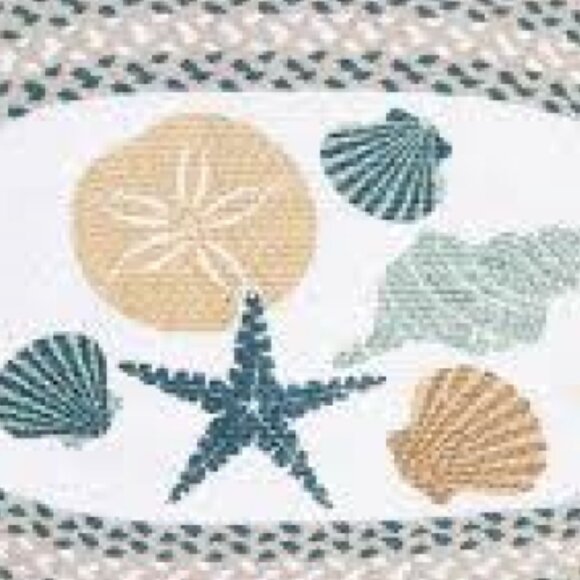 Coastal🐬Sand dollar✨ Seashell✨ Starfish 🌊 Braided Oval Rug 🆕SHIPS FAST😮⚡🚚 - Picture 2 of 5
